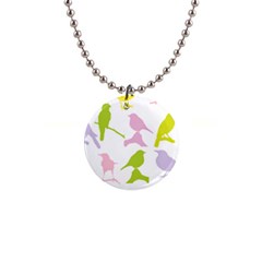 Birds Colourful Background 1  Button Necklace