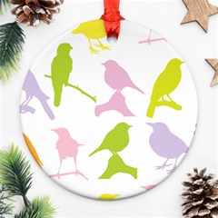 Birds Colourful Background Round Ornament (two Sides)