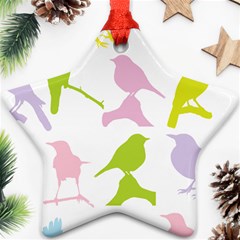 Birds Colourful Background Star Ornament (two Sides)