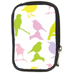 Birds Colourful Background Compact Camera Leather Case