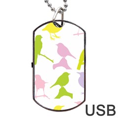 Birds Colourful Background Dog Tag Usb Flash (one Side) by HermanTelo