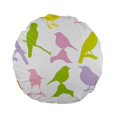 Birds Colourful Background Standard 15  Premium Round Cushions by HermanTelo