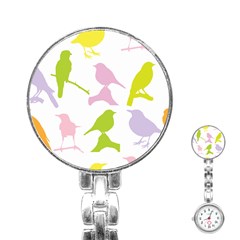 Birds Colourful Background Stainless Steel Nurses Watch