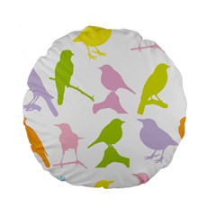 Birds Colourful Background Standard 15  Premium Flano Round Cushions