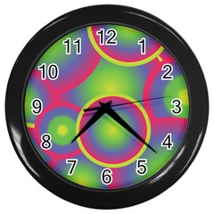 Background Colourful Circles Wall Clock (black)