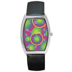 Background Colourful Circles Barrel Style Metal Watch by HermanTelo