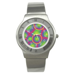 Background Colourful Circles Stainless Steel Watch