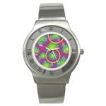 Background Colourful Circles Stainless Steel Watch Front