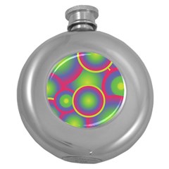 Background Colourful Circles Round Hip Flask (5 Oz)