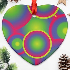 Background Colourful Circles Heart Ornament (two Sides)