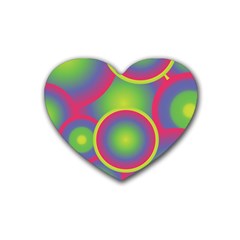 Background Colourful Circles Rubber Coaster (heart) 