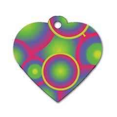 Background Colourful Circles Dog Tag Heart (one Side)