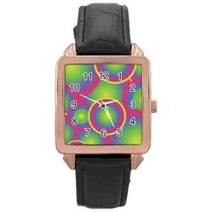 Background Colourful Circles Rose Gold Leather Watch 