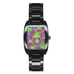 Background Colourful Circles Stainless Steel Barrel Watch