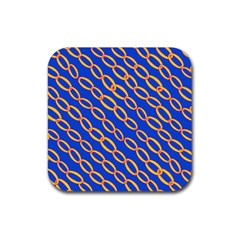 Blue Abstract Links Background Rubber Coaster (square)  by HermanTelo