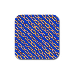 Blue Abstract Links Background Rubber Square Coaster (4 Pack)  by HermanTelo