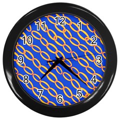 Blue Abstract Links Background Wall Clock (black)