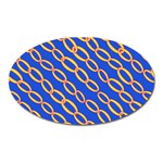 Blue Abstract Links Background Oval Magnet Front