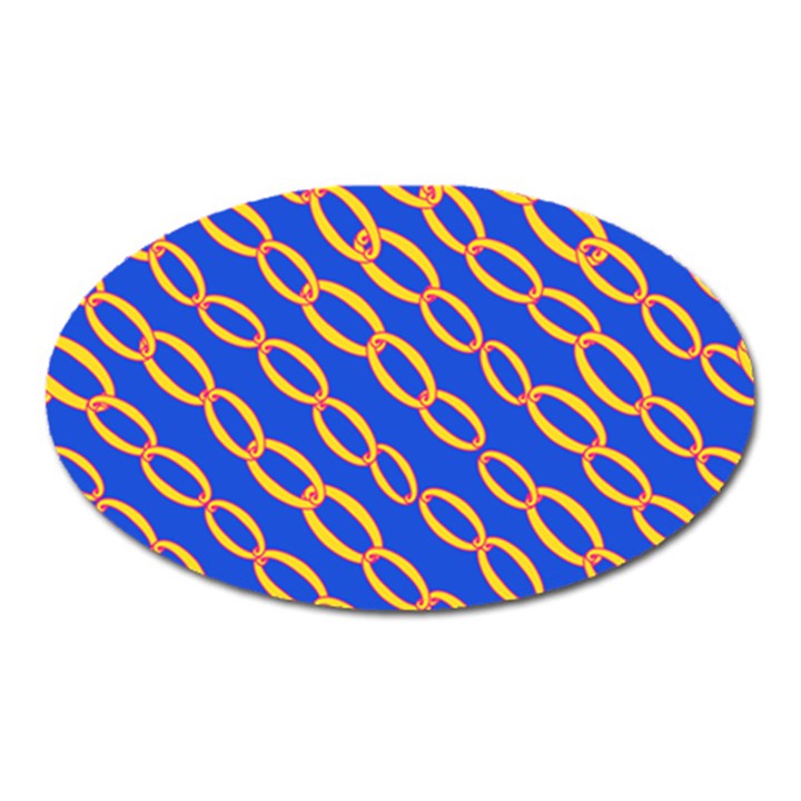 Blue Abstract Links Background Oval Magnet