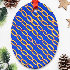 Blue Abstract Links Background Oval Ornament (two Sides)