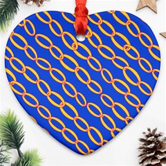 Blue Abstract Links Background Heart Ornament (two Sides)