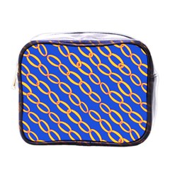 Blue Abstract Links Background Mini Toiletries Bag (one Side)