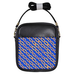 Blue Abstract Links Background Girls Sling Bag by HermanTelo