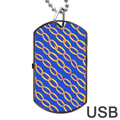 Blue Abstract Links Background Dog Tag Usb Flash (one Side)