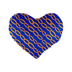 Blue Abstract Links Background Standard 16  Premium Heart Shape Cushions by HermanTelo