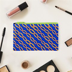 Blue Abstract Links Background Cosmetic Bag (xs) by HermanTelo