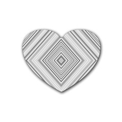 Black White Grey Pinstripes Angles Rubber Coaster (heart) 