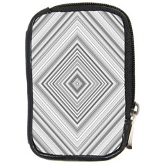 Black White Grey Pinstripes Angles Compact Camera Leather Case