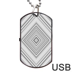 Black White Grey Pinstripes Angles Dog Tag Usb Flash (one Side)