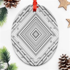 Black White Grey Pinstripes Angles Ornament (oval Filigree)