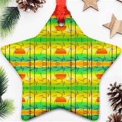 Birds Beach Sun Abstract Pattern Ornament (star) by HermanTelo