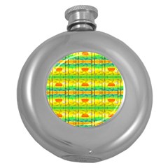 Birds Beach Sun Abstract Pattern Round Hip Flask (5 Oz)