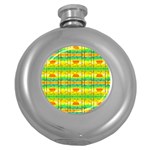 Birds Beach Sun Abstract Pattern Round Hip Flask (5 oz) Front