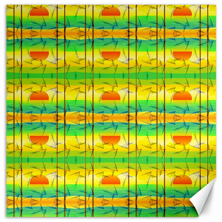 Birds Beach Sun Abstract Pattern Canvas 16  x 16 