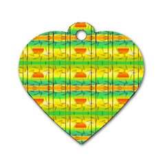 Birds Beach Sun Abstract Pattern Dog Tag Heart (one Side)