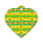 Birds Beach Sun Abstract Pattern Dog Tag Heart (Two Sides) Back