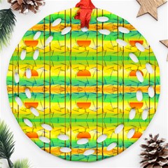 Birds Beach Sun Abstract Pattern Round Filigree Ornament (two Sides)