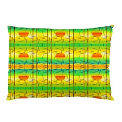 Birds Beach Sun Abstract Pattern Pillow Case (two Sides) by HermanTelo