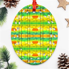 Birds Beach Sun Abstract Pattern Ornament (oval Filigree)