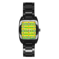 Birds Beach Sun Abstract Pattern Stainless Steel Barrel Watch