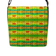 Birds Beach Sun Abstract Pattern Flap Closure Messenger Bag (l)