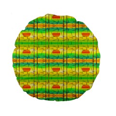 Birds Beach Sun Abstract Pattern Standard 15  Premium Flano Round Cushions by HermanTelo