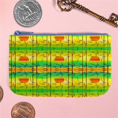 Birds Beach Sun Abstract Pattern Large Coin Purse