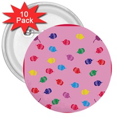 Cupcakes Food Dessert Celebration 3  Buttons (10 Pack)  by HermanTelo