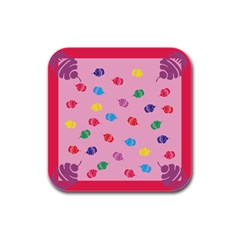 Cupcakes Food Dessert Celebration Rubber Square Coaster (4 pack) 