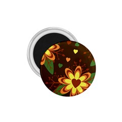 Floral Hearts Brown Green Retro 1 75  Magnets by HermanTelo